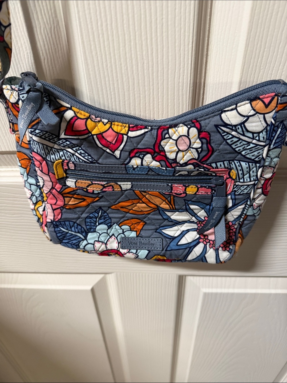 Vera Bradley Gray Floral Quilted Cosmetic Crossbody